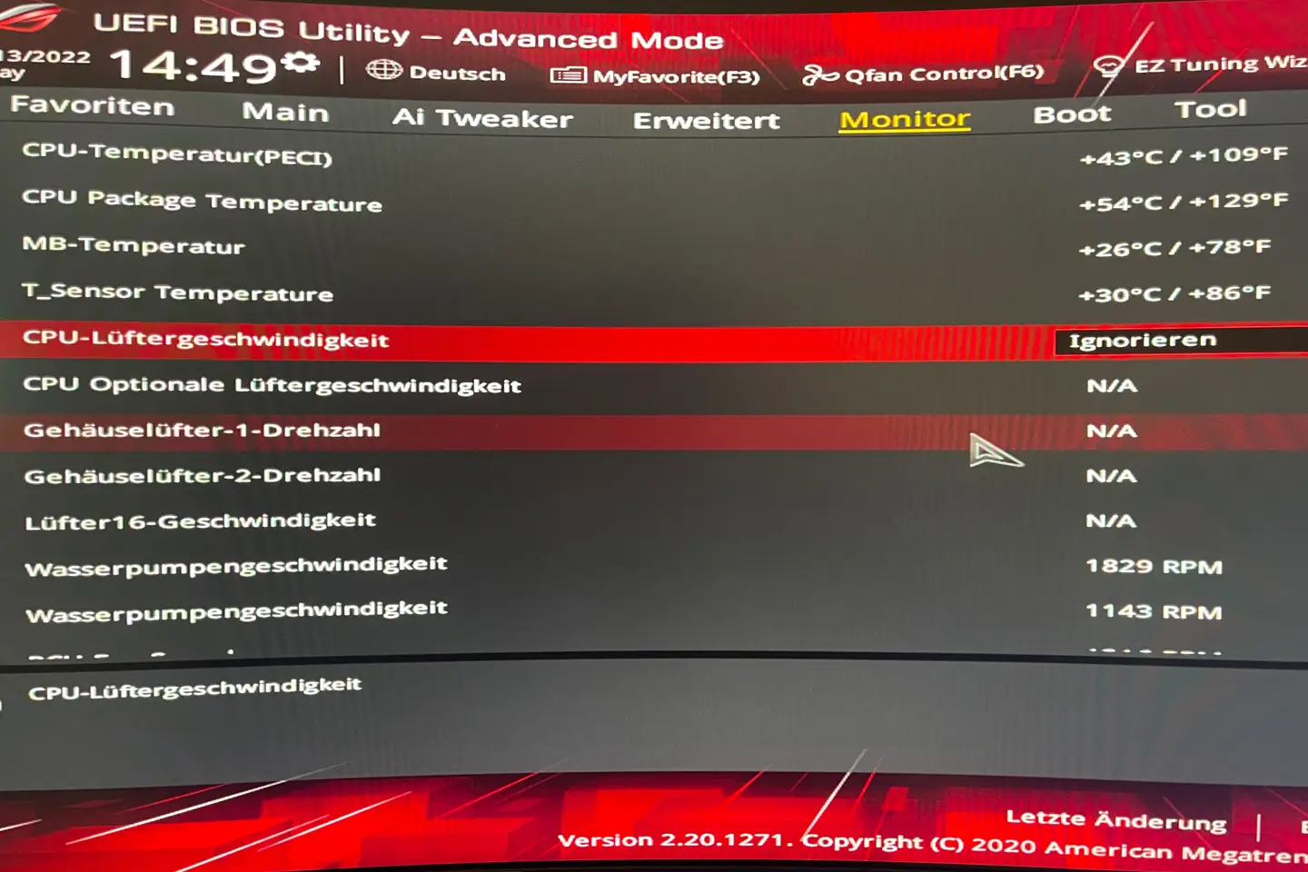 CPU Fan Error ASUS BIOS
