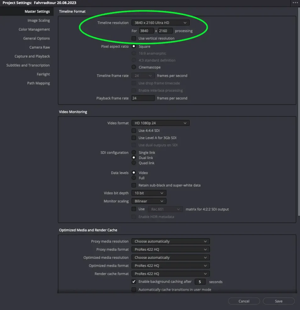 Davinic-Resolve-Master-Settings