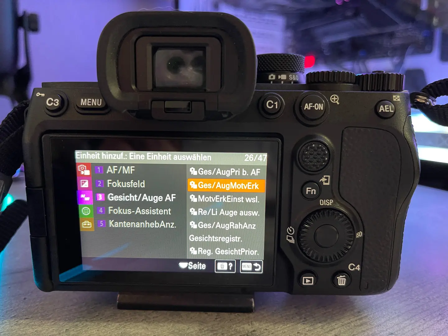 Sony Alpha IV Gesicht/Auge AF > Ges/AugMotvErk