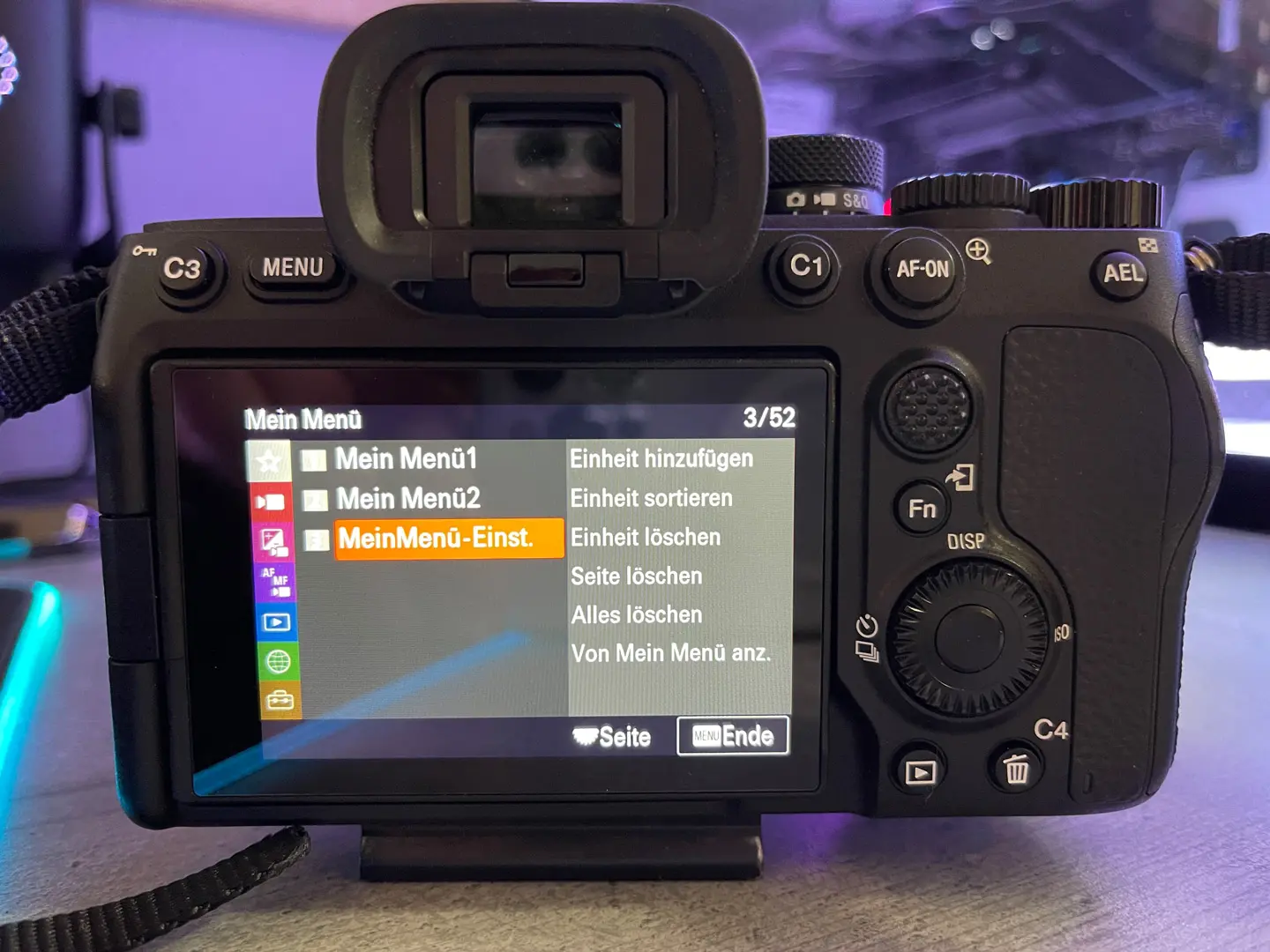 Sony Alpha IV Mein Menü programmieren