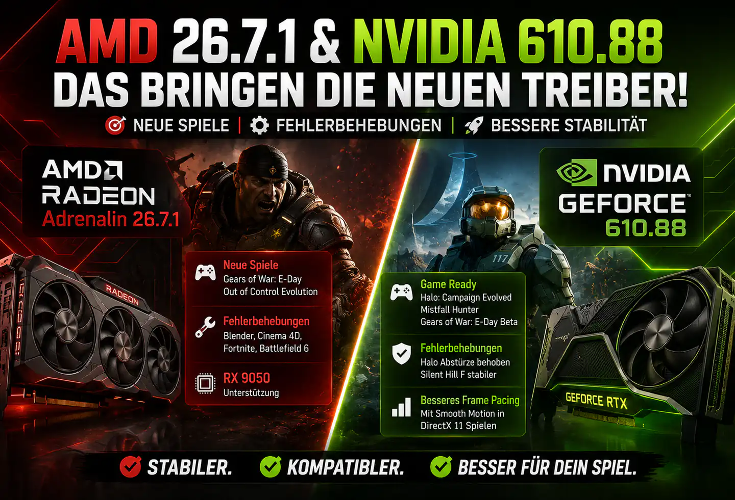 Neue Grafikkarten-Treiber von AMD und Nvidia: Was Adrenalin 26.7.1 und GeForce 610.88 wirklich bringen