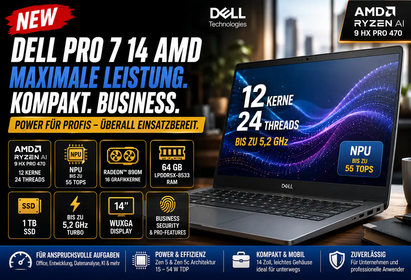 Dell Pro 7 14 AMD: Viel Leistung, aber kein Leichtgewicht beim Anspruch