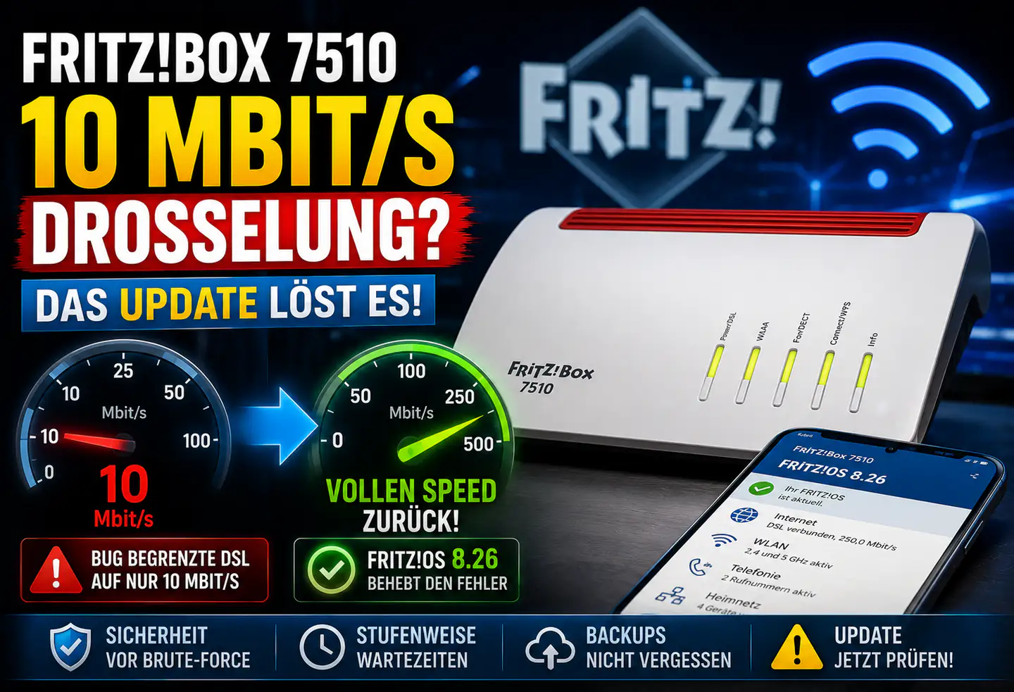 FRITZ!Box 7510 mit 10 Mbit/s: Was das Update wirklich behebt