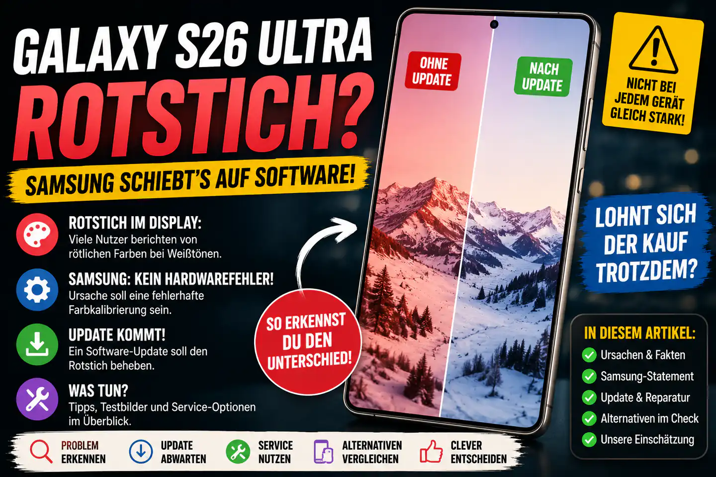 Galaxy S26 Ultra: Rotstich beim Display – Was das Software-Update wirklich bringt