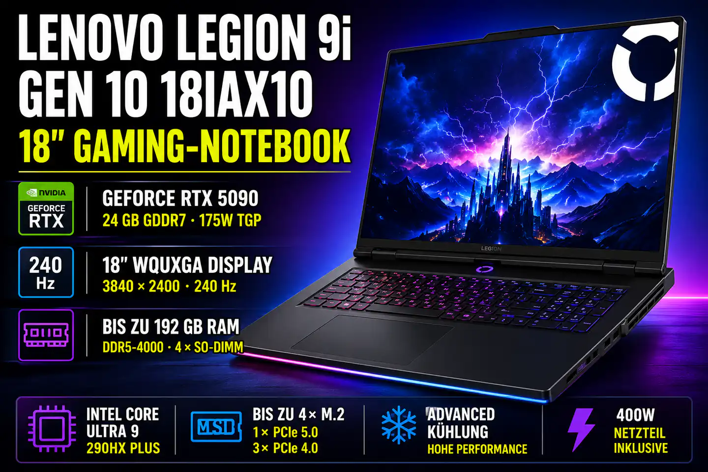 Lenovo Legion 9i Gen 10: Braucht ein 18-Zoll-Gaming-Notebook wirklich 192 GB RAM?