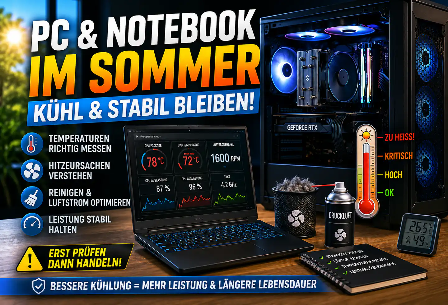 PC und Notebook im Sommer kühlen: So erkennst du echte Hitzeprobleme
