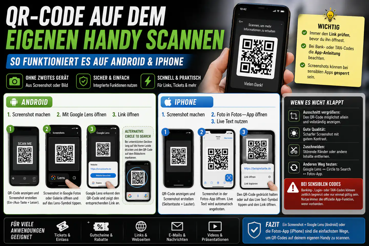 QR-Code auf dem eigenen Smartphone scannen: Diese Wege funktionieren ohne zweites Gerät