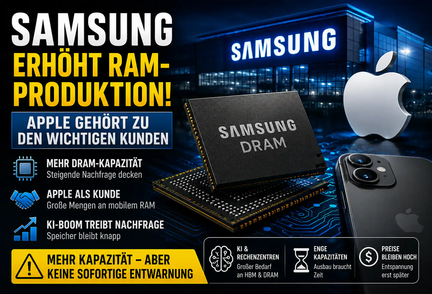 Warum Samsungs mehr RAM für Apple die Speicherkrise nicht sofort löst