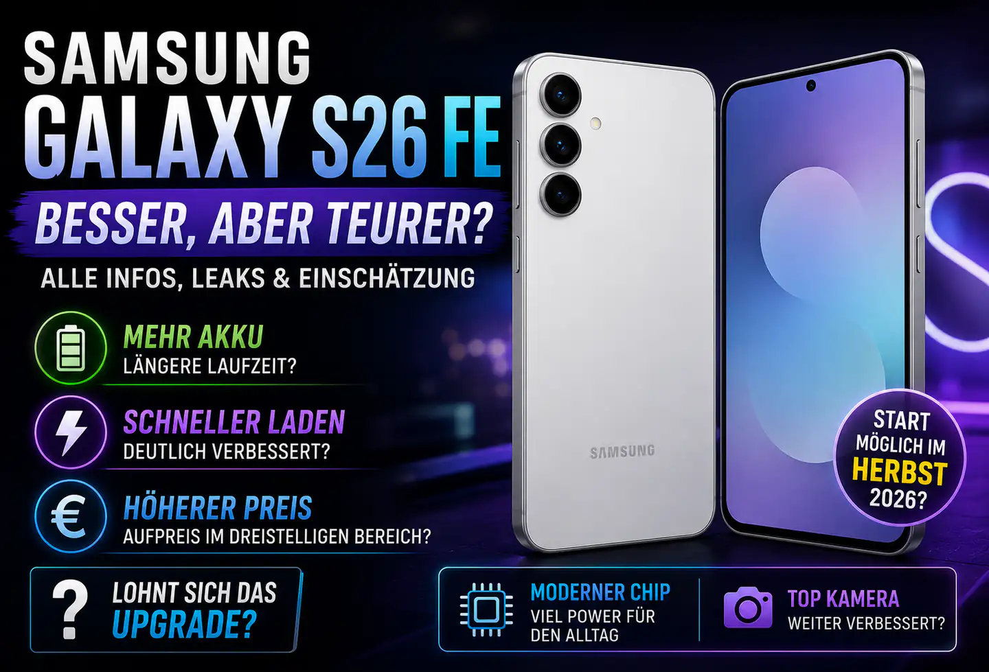 Samsung Galaxy S26 FE: Warum ein höherer Preis die Fan Edition unter Druck setzt