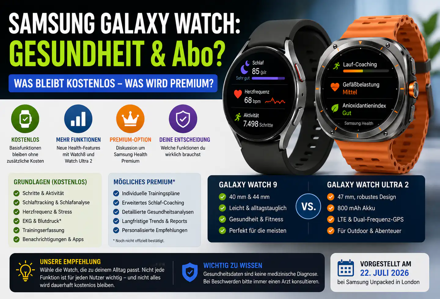 Samsung Galaxy Watch: Wenn neue Gesundheitsfunktionen nicht für alle gratis sind