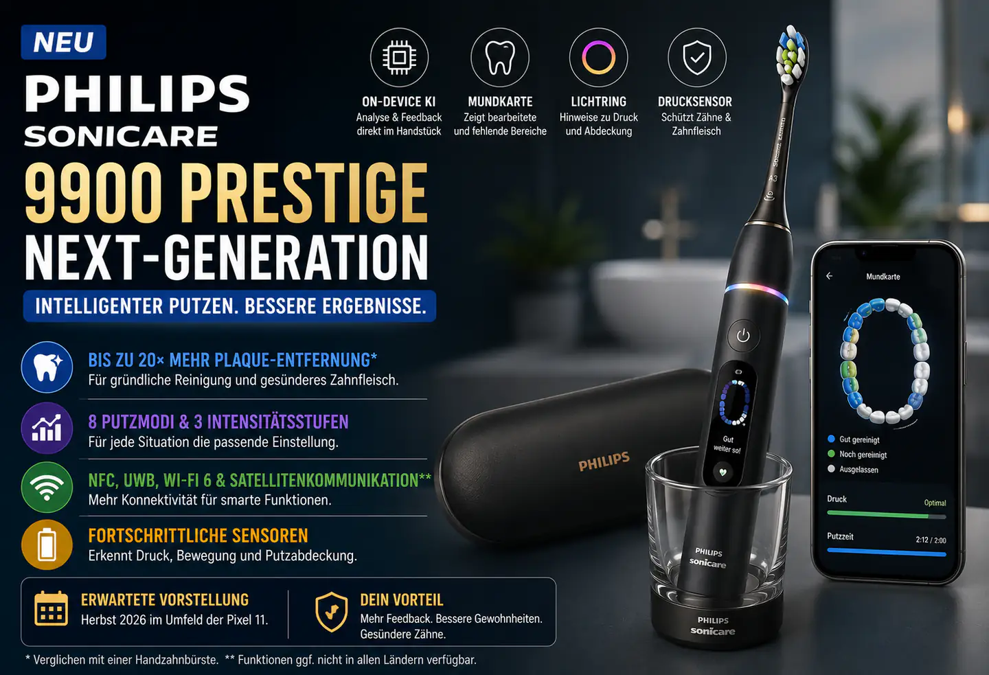 Philips Sonicare DiamondClean 9900 Prestige: Wenn die Zahnbürste beim Putzen mitdenkt