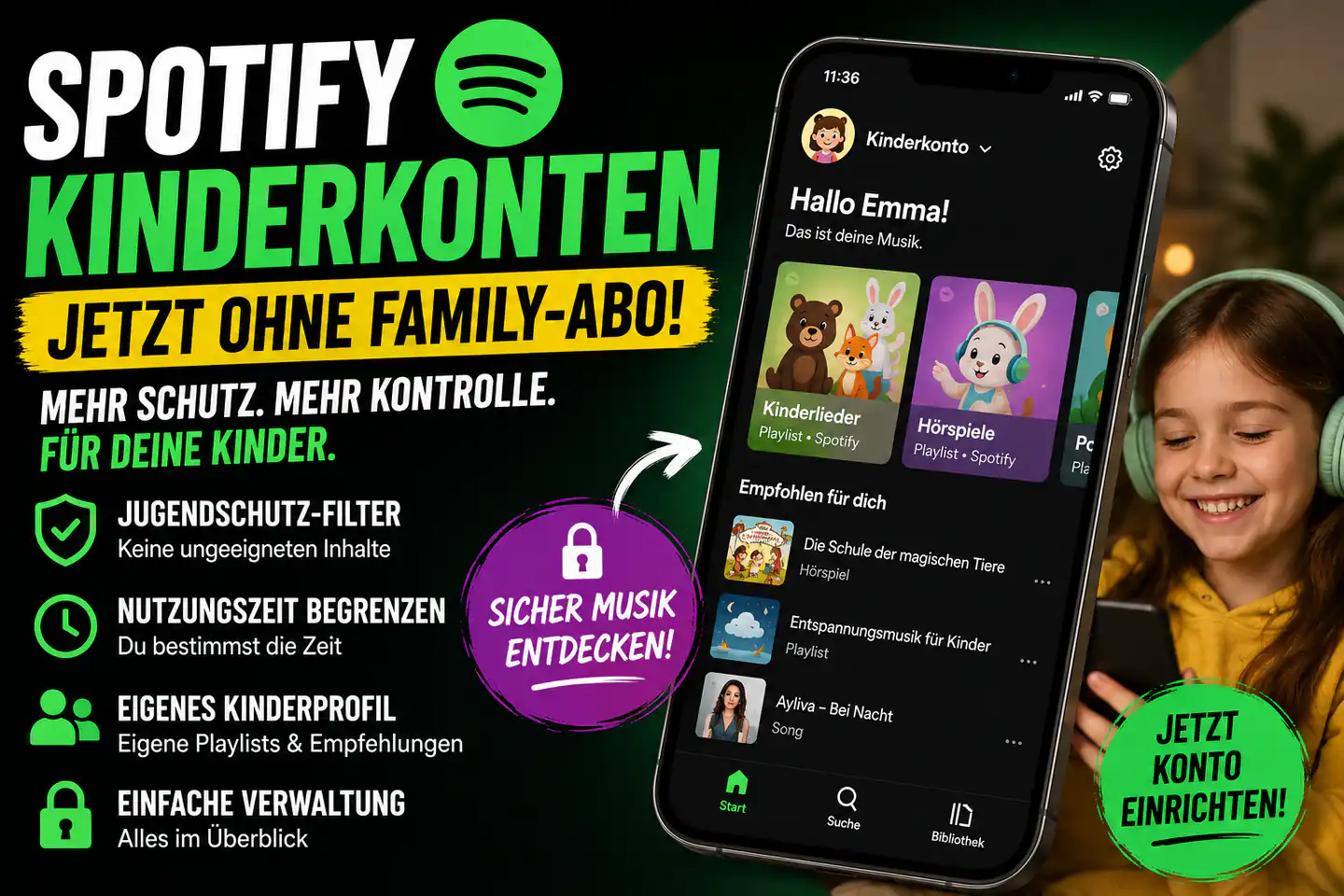 Spotify-Kinderkonten ohne Abo: Was bringen die neuen Jugendschutz-Funktionen wirklich?