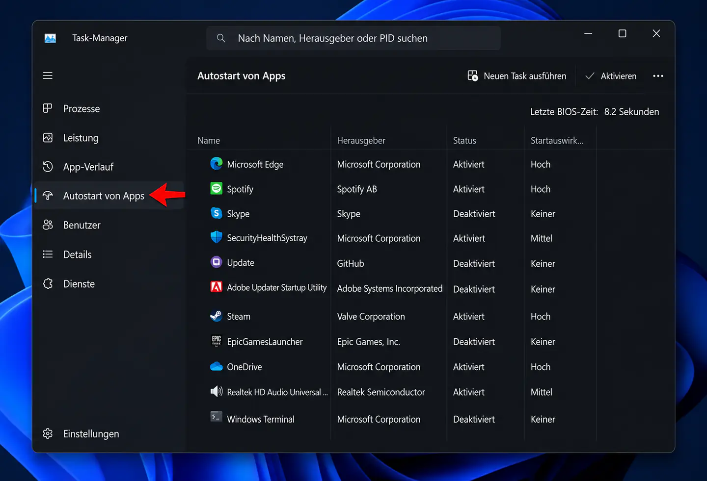 autostartprogramme windows 11 task-manager uberprufen