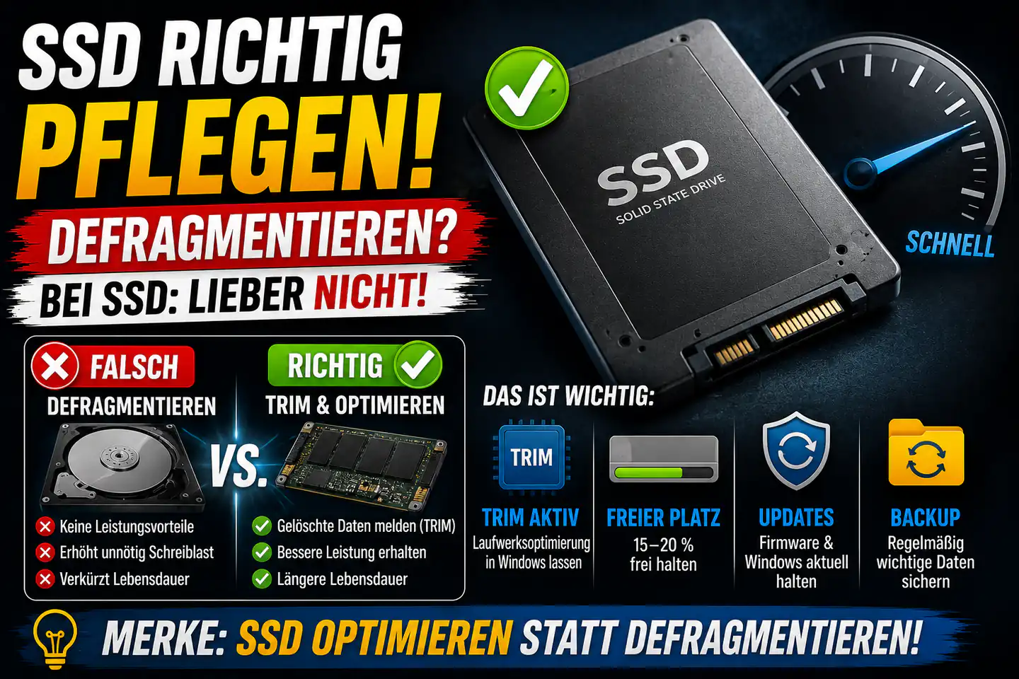 SSD richtig pflegen: Warum Defragmentieren nicht die Lösung ist