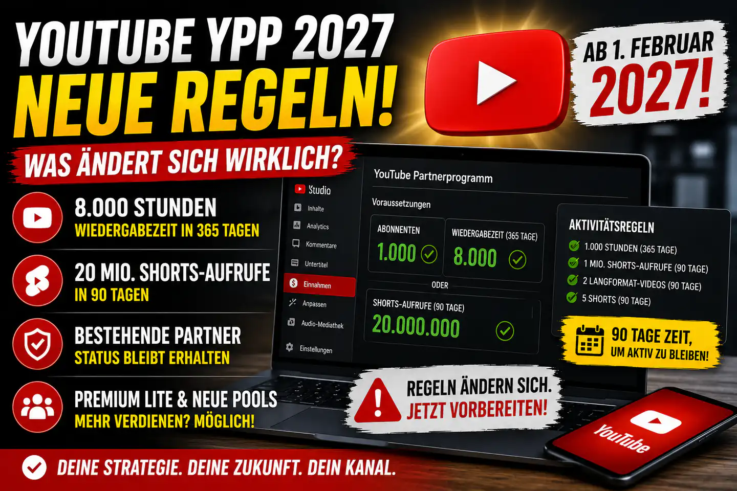 YouTube Partnerprogramm 2027: Was sich für kleine Kanäle wirklich ändert