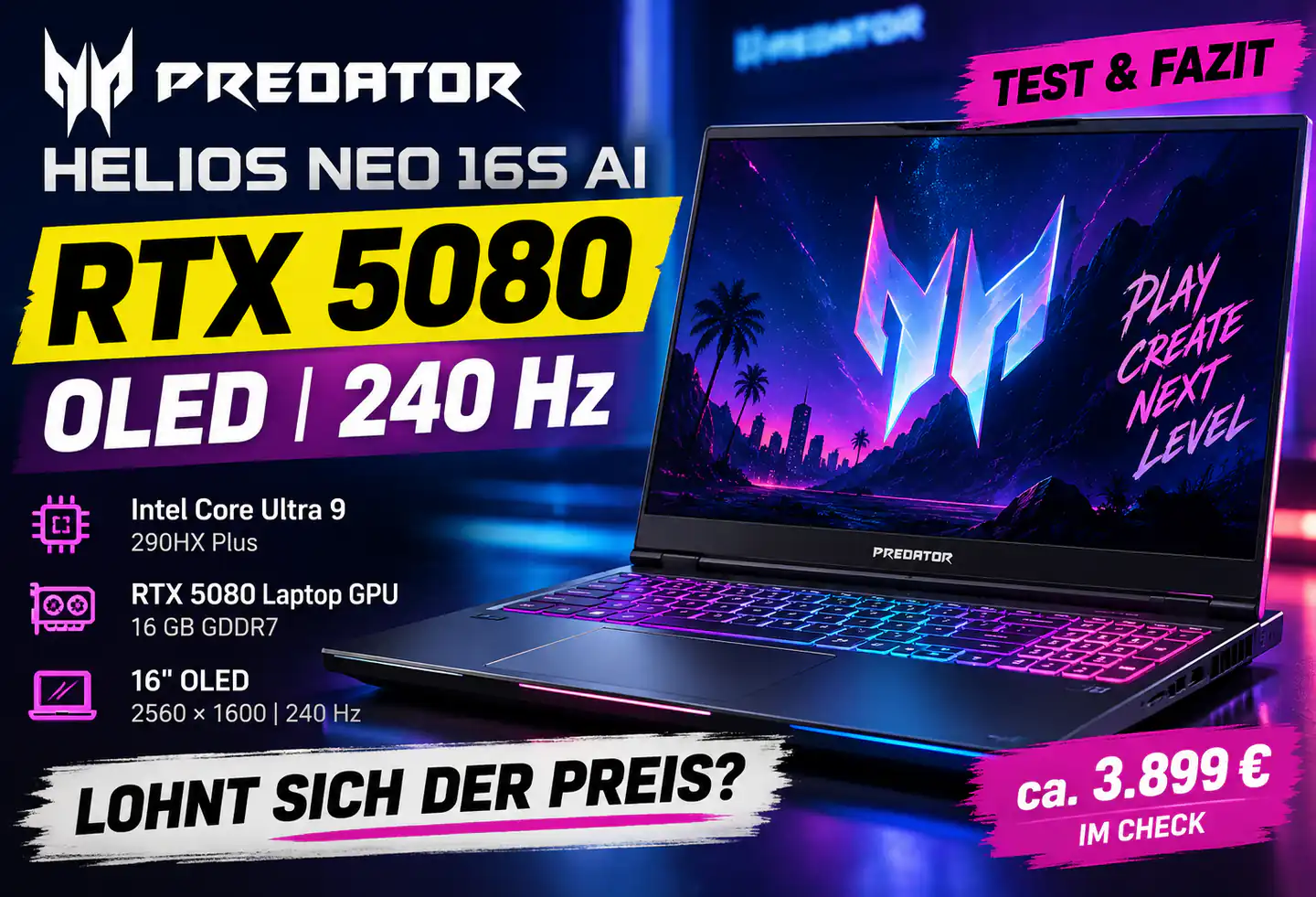 Acer Predator Helios Neo 16S AI OLED: Viel Leistung, aber nicht für jeden