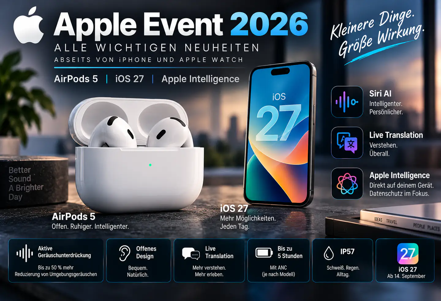 Apple Event 2026: AirPods 5, iOS 27 und die Neuheiten abseits von iPhone und Watch
