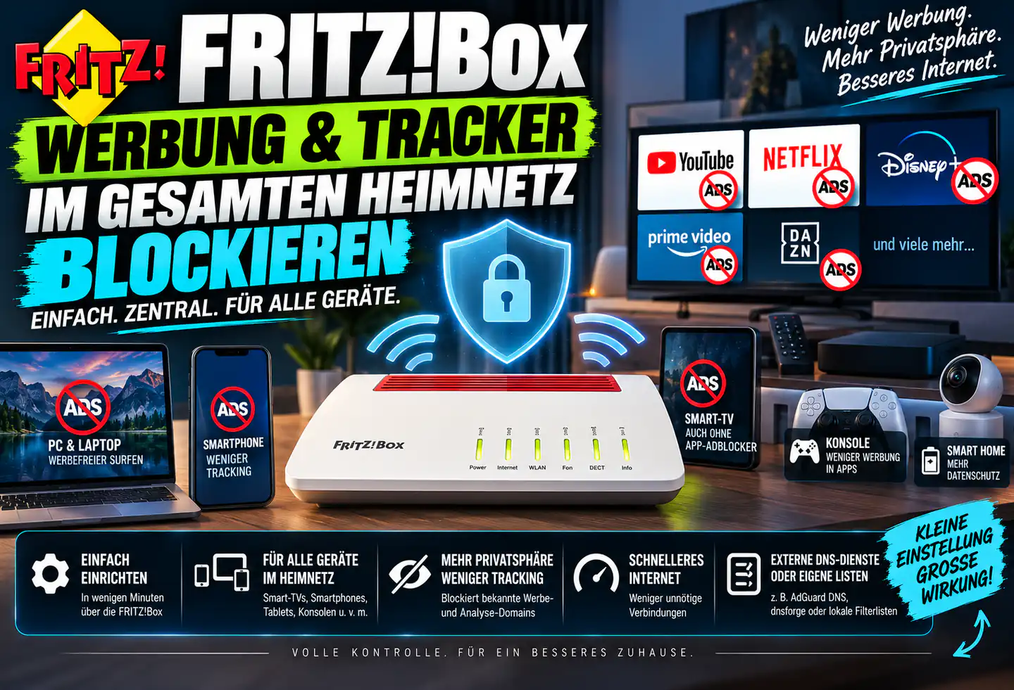 Werbung im ganzen Heimnetz blockieren: Was der FRITZ!Box-DNS-Filter wirklich kann