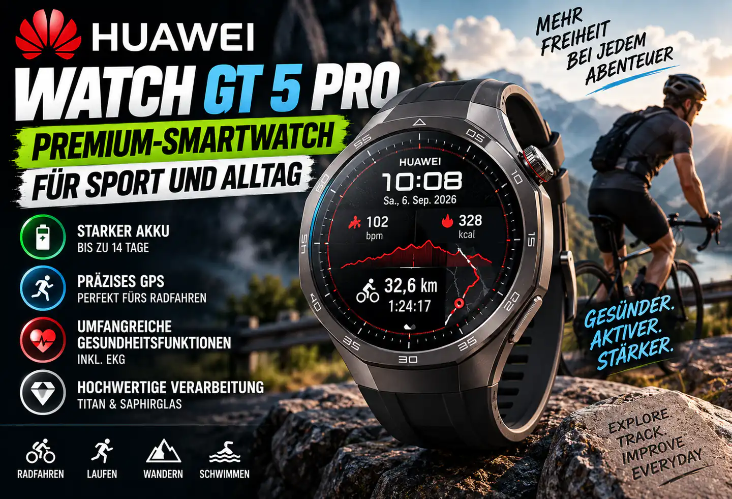 Huawei Watch GT 5 Pro im Alltag: starke Ausdauer, gute Radfunktionen und klare Grenzen