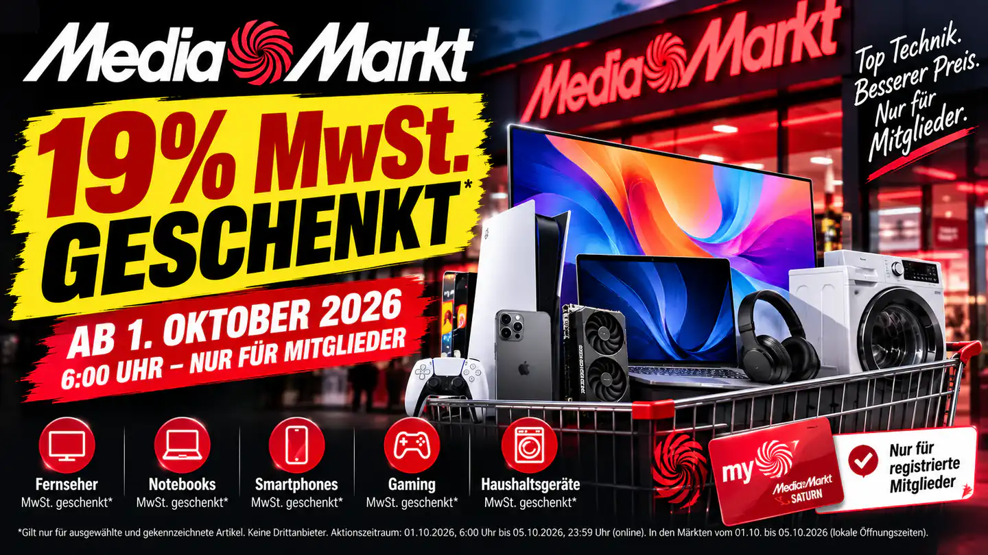 MediaMarkt schenkt die Mehrwertsteuer: So bereitest du dich auf die Aktion am 1. Oktober vor