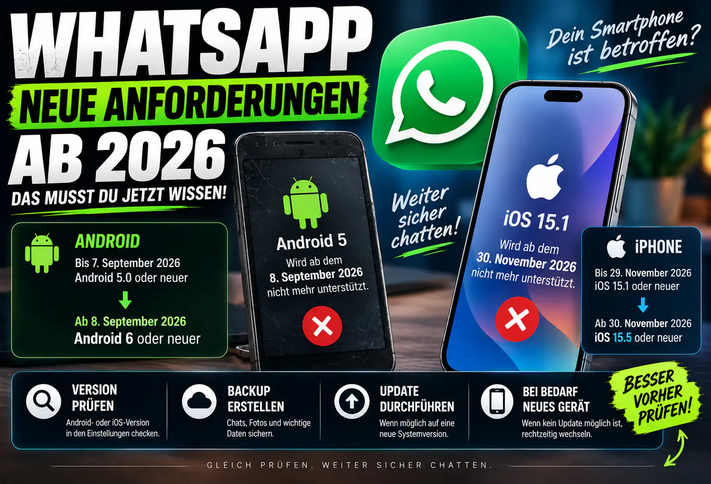 WhatsApp beendet Support für alte Android-Handys – iPhones folgen später