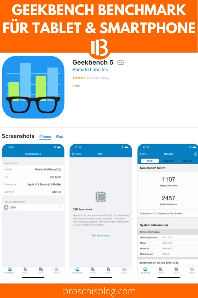 Geekbench Benchmark für Tablet & Smartphone iOS + Android
