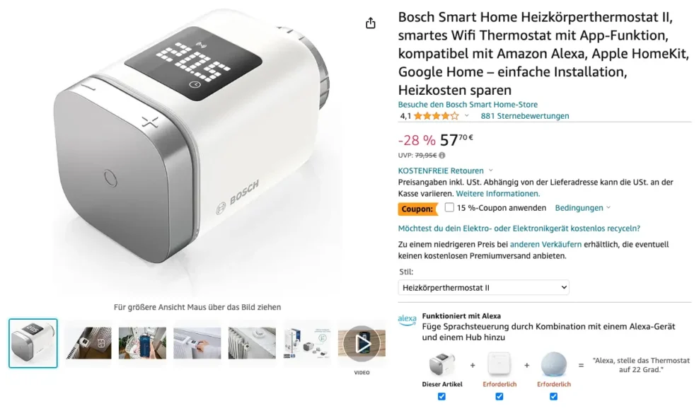 Bosch Smart Home Heizkörperthermostat II kaufen