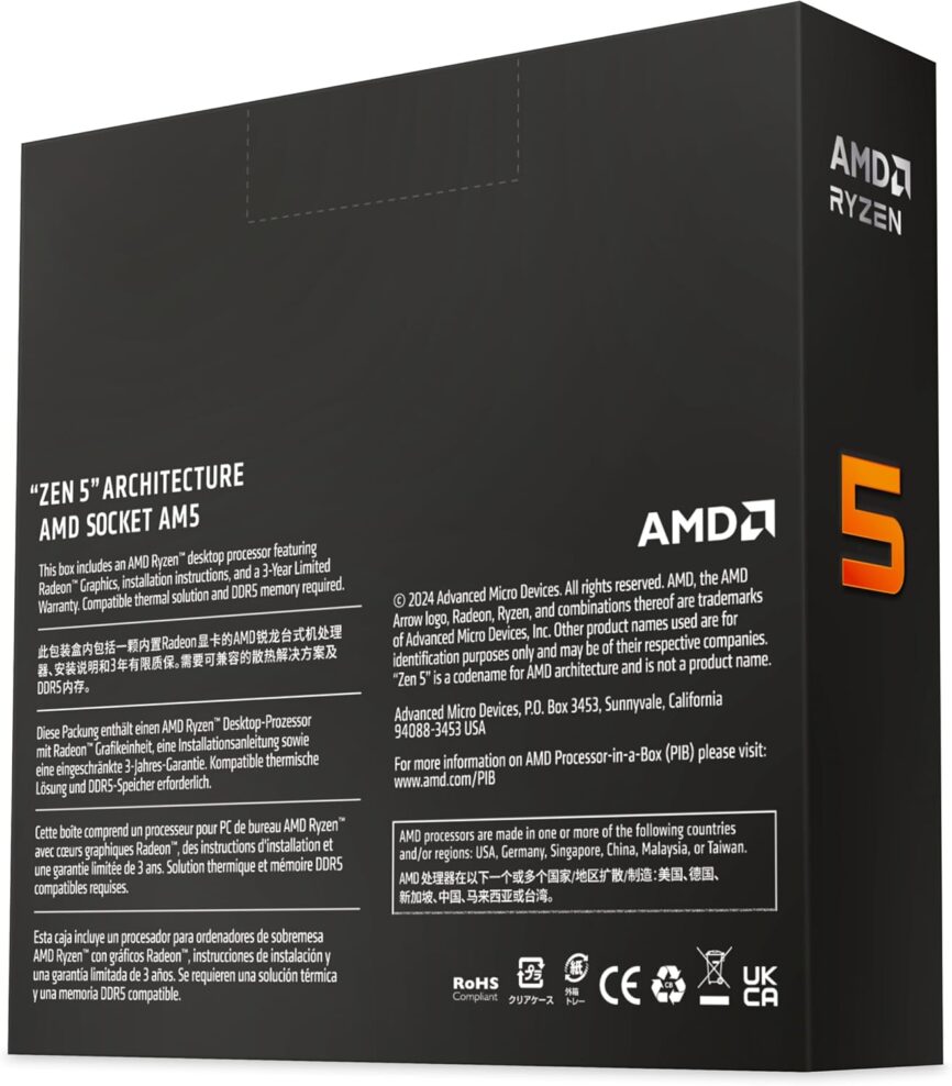 AMD Ryzen 5 9600X Prozessor, 6 Kerne/12 Threads, Zen 5-Architektur