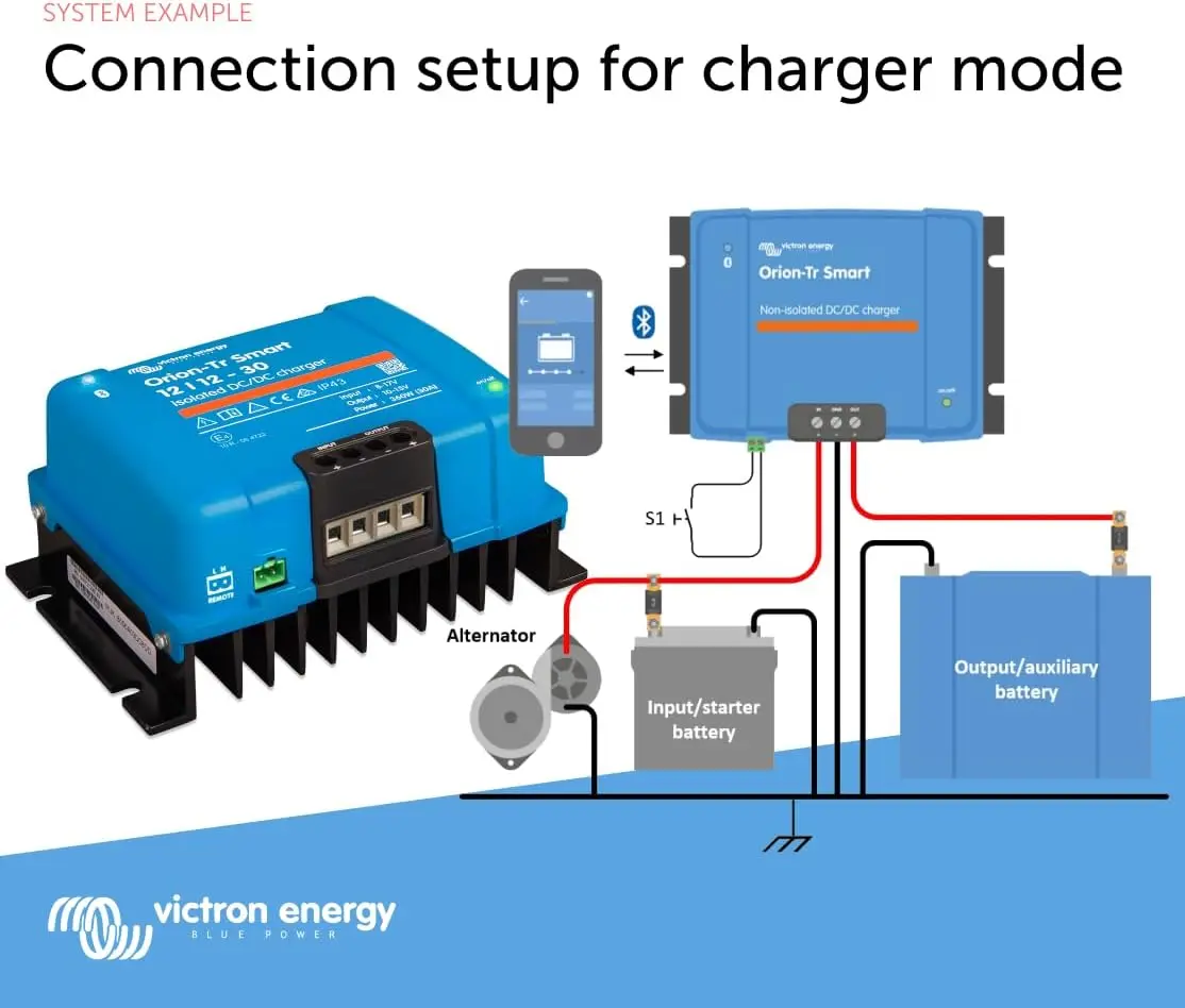Victron Energy Orion-Tr Smart DC-DC Ladebooster connection