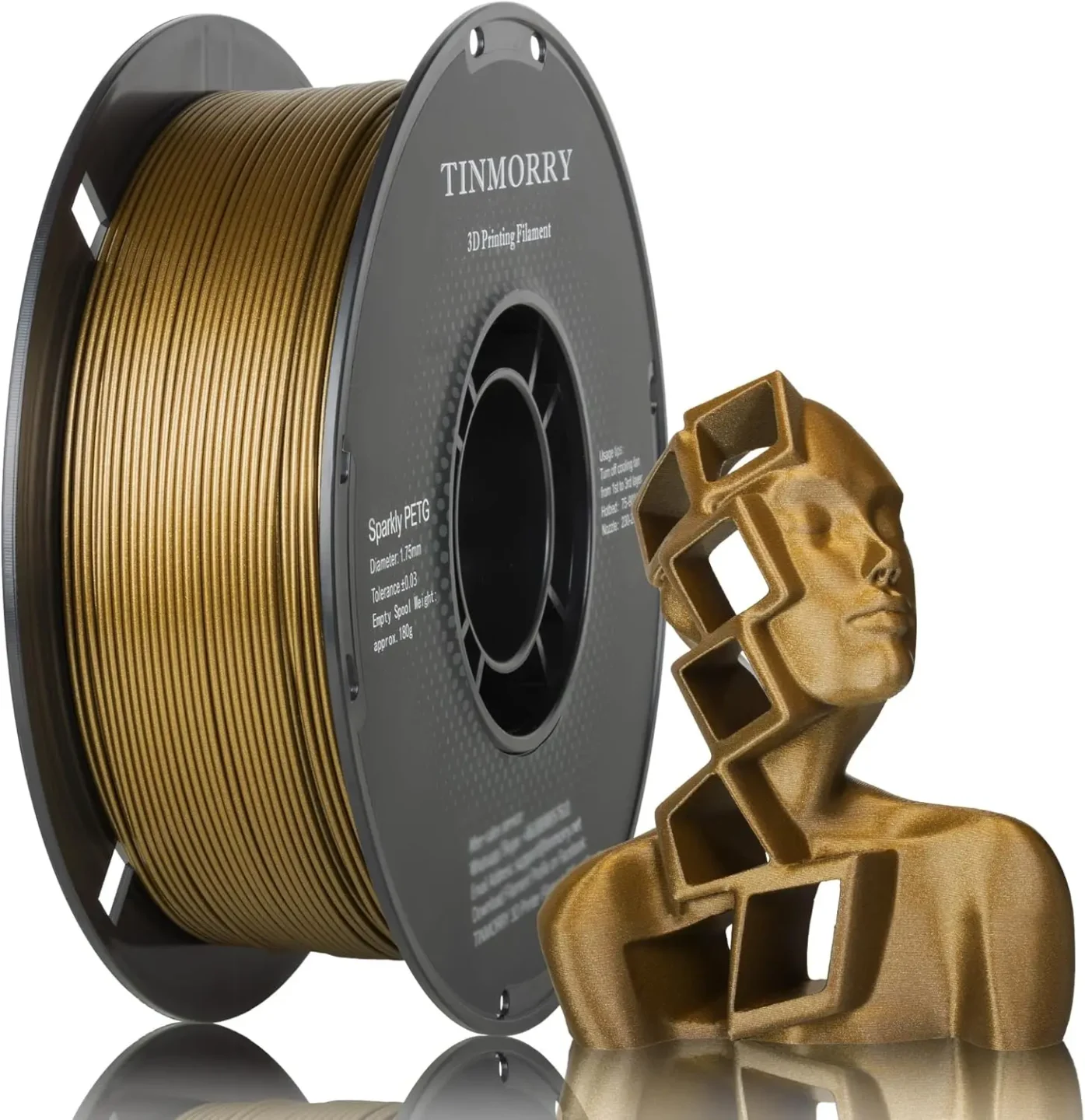 TINMORRY Filament PETG funkelndes Gold