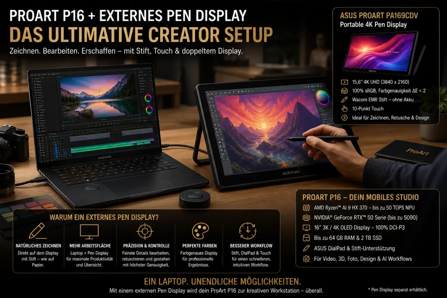 ASUS ProArt PA169CDV Zeichendisplay